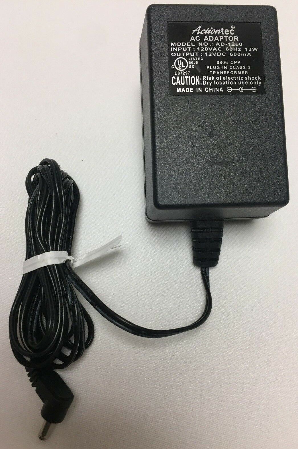 NEW Actiontec 12VDC 600mA AC Adapter AD-1260 Plug-In Class 2 Transformer